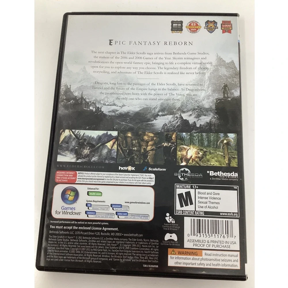 The Elder Scrolls V Skyrim PC Game DVD Complete Edition